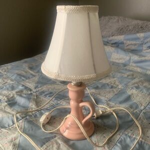 Vintage Pink ‘Candlestick’ Holder Lamp